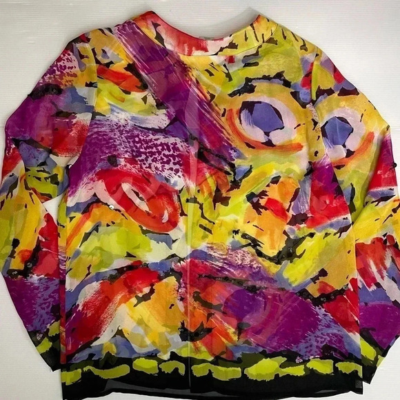 3 For $15 Laura Ashley 100% Silk Sheer Floral Sequin Jacket Size S - Picture 2 of 8